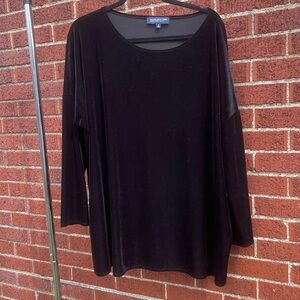 Jones New York Black Velvet Plus Long Sleeve Top